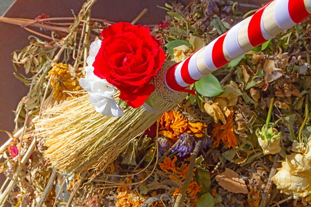 Hand-Fastings and Vow Renewals. broomstick on firepit